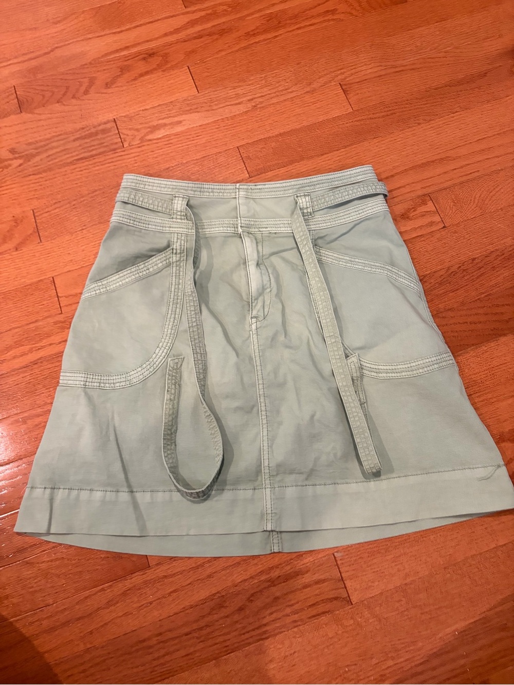 Anthropologie Mint Green Utility Skirt with Contrast Trim